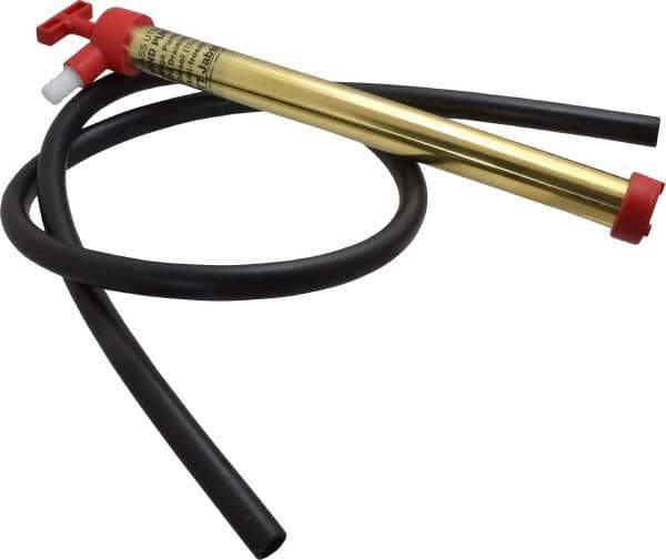 Jabsco - 15 Strokes per Gal, 1/2" Outlet, Brass Hand Operated Plunger Pump - 16 oz per Stroke, 17" OAL, For 5 Gal Drums, For Oil & Diesel Fuel - USA Tool & Supply