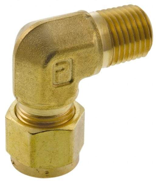 Parker - 1/16" OD, Brass Male Elbow - 6,000 Max Working psi, 7/16" Hex, Comp x MNPT Ends - USA Tool & Supply