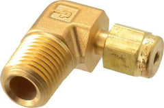 Parker - 1/8" OD, Brass Male Elbow - 3,600 Max Working psi, 9/16" Hex, Comp x MNPT Ends - USA Tool & Supply