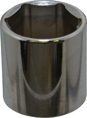 Proto - 3/8" Drive, Standard Hand Socket - 6 Points, 1-5/16" OAL, Chrome Vanadium, Chrome Finish - USA Tool & Supply