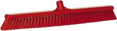 Vikan - 24" Fine Particle Synthetic Push Broom - 2" Bristle Length, Plastic Block, European Threaded Handle Connection - USA Tool & Supply