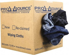 PRO-SOURCE - Reclaimed Rags - Assorted Colors, Denim, Low Lint, 5 Lbs. at 2 to 4 per Pound, Box - USA Tool & Supply