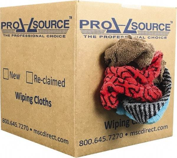 PRO-SOURCE - Reclaimed Rags - Assorted Colors, Terry Cloth, Medium Lint, 5 Lbs. at 3 to 4 per Pound, Box - USA Tool & Supply