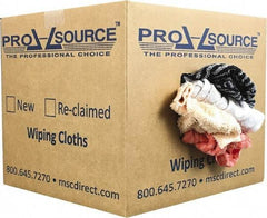 PRO-SOURCE - Reclaimed Rags - Assorted Colors, Terry Cloth, Medium Lint, 10 Lbs. at 3 to 4 per Pound, Box - USA Tool & Supply