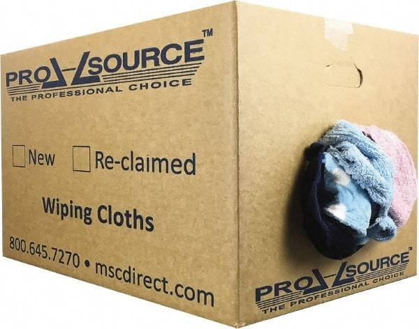 PRO-SOURCE - Reclaimed Rags - Assorted Colors, Terry Cloth, Medium Lint, 25 Lbs. at 3 to 4 per Pound, Box - USA Tool & Supply