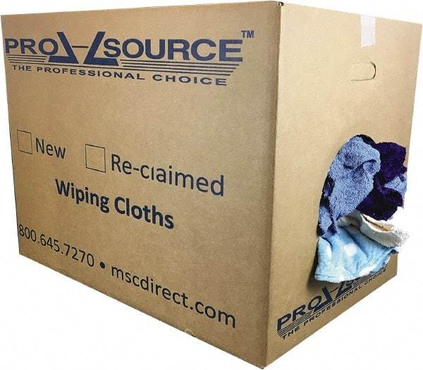 PRO-SOURCE - Reclaimed Rags - Assorted Colors, Terry Cloth, Medium Lint, 50 Lbs. at 3 to 4 per Pound, Box - USA Tool & Supply