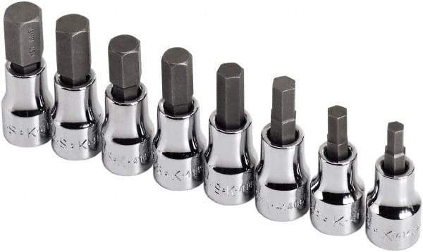 SK - 8 Piece 3/8" Drive Metric Hex Bit Socket Set - 5 to 12mm Hex - USA Tool & Supply