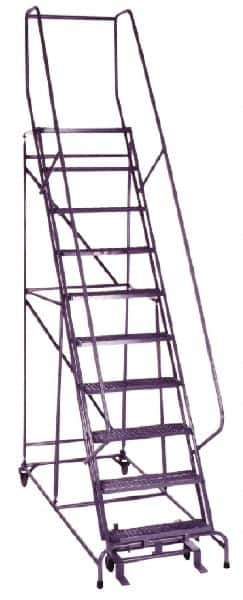 Ballymore - 130" 10 Step Ladder - 350 Lb Capacity, 110" Platform Height, 32" Base Width x 72" Depth, Grip Strut - USA Tool & Supply