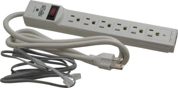 Tripp-Lite - 6 Outlets, 120 Volts, 15 Amps, 4' Cord, Power Outlet Strip - Free Hanging, Keyhole Mount, 5-15P NEMA Configuration, 10.8" Strip, UL1449 3rd Edition - USA Tool & Supply