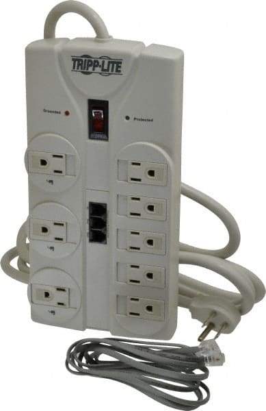 Tripp-Lite - 8 Outlets, 120 Volts, 15 Amps, 8' Cord, Power Outlet Strip - Free Hanging, Keyhole Mount, 5-15P NEMA Configuration, 9.55" Strip, UL1449 3rd Edition - USA Tool & Supply