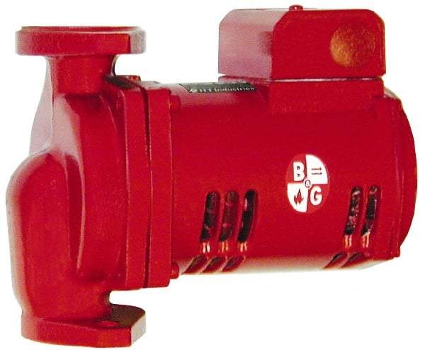 Bell & Gossett - 1/6 hp, 9-1/8" Long, 1 Phase, Cast Iron Housing, Noryl Impeller, Inline Circulator Pump - 115 Volt, 60 Hz, 6-3/8" Flange Width, Bell & Gossett Part No. 1BL002, 150 Max psi, ODP Motor - USA Tool & Supply