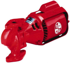 Bell & Gossett - 3/4 hp, 20-1/4" Long, 3 Phase, Cast Iron Housing, Brass Impeller, Inline Circulator Pump - 208/230/460 Volt, 60 Hz, 12" Flange Width, Flanges Included, Bell & Gossett Part No. 105101, 125 Max psi, ODP Motor - USA Tool & Supply