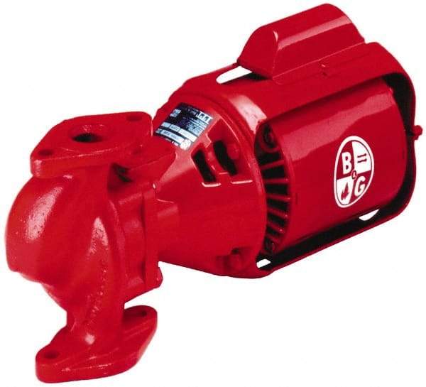 Bell & Gossett - 1/6 hp, 15-1/4" Long, 1 Phase, Cast Iron Housing, Brass Impeller, Inline Circulator Pump - 115 Volt, 60 Hz, 8-1/2" Flange Width, Bell & Gossett Part No. 102206, 125 Max psi, ODP Motor - USA Tool & Supply