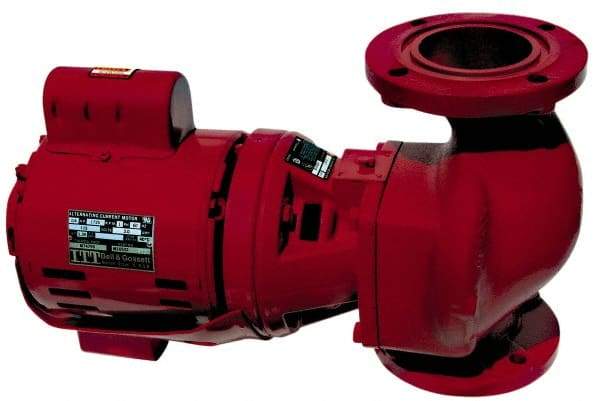 Bell & Gossett - 1/6 hp, 16-5/8" Long, 1 Phase, Cast Iron Housing, Brass Impeller, Inline Circulator Pump - 115 Volt, 60 Hz, 8-1/2" Flange Width, Bell & Gossett Part No. 102214, 125 Max psi, ODP Motor - USA Tool & Supply