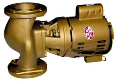 Bell & Gossett - 1/6 hp, 16-5/8" Long, 1 Phase, Bronze Housing, Brass Impeller, Inline Circulator Pump - 115 Volt, 60 Hz, 8-1/2" Flange Width, Bell & Gossett Part No. 102217, 125 Max psi, ODP Motor - USA Tool & Supply