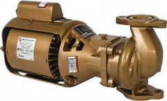 Bell & Gossett - 1/12 hp, 14-7/8" Long, 1 Phase, Bronze Housing, Brass Impeller, Inline Circulator Pump - 115 Volt, 60 Hz, 6-3/8" Flange Width, Bell & Gossett Part No. 106197, 125 Max psi, ODP Motor - USA Tool & Supply