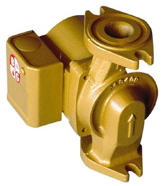 Bell & Gossett - 1/25 hp, 5-9/16" Long, 1 Phase, Bronze Housing, Polypropylene Impeller, Inline Circulator Pump - 115 Volt, 60 Hz, 6-3/8" Flange Width, Bell & Gossett Part No. 103252, 150 Max psi, ODP Motor - USA Tool & Supply