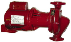 Bell & Gossett - 1/2 hp, 23" Long, 1 Phase, Cast Iron Housing, Cast Bronze Impeller, Inline Circulator Pump - 115/230 Volt, 60 Hz, 13-1/2" Flange Width, Flanges Included, Bell & Gossett Part No. 60-15, 175 Max psi, ODP Motor - USA Tool & Supply