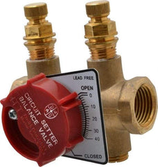 Bell & Gossett - 1/2" Pipe, Threaded End Connections, Inline Calibrated Balance Valve - 2-15/16" Long, 2-3/4" High, 300 Max psi, Brass Body - USA Tool & Supply