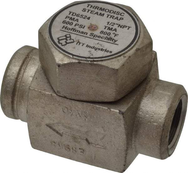 Hoffman Speciality - 1/2 Female" Pipe, Stainless Steel Thermodisc Steam Trap - 600 Max psi - USA Tool & Supply
