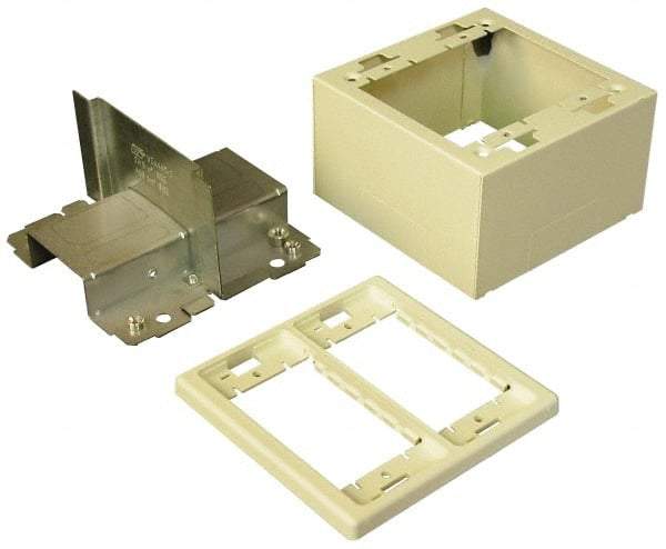 Wiremold - 4-3/4 Inch Long x 4-3/4 Inch Wide x 2-3/4 Inch High, Rectangular Raceway Box - Ivory, For Use with Wiremold 2400 Series Raceways - USA Tool & Supply