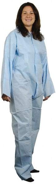 PRO-SAFE - Size 4XL Polypropylene General Purpose Coveralls - Blue, Zipper Closure, Elastic Cuffs, Elastic Ankles, Serged Seams, ISO Class 7 - USA Tool & Supply