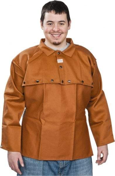 Stanco Safety Products - Size XL, 46-48" Chest, 20" Long, Flame Resistant, Cape Sleeves & Bib - Cotton, 12 oz, Russet - USA Tool & Supply