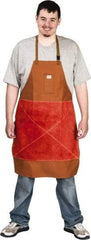 Stanco Safety Products - 24 x 36" Flame Resistant/Retardant & Welding Bib Apron - Cotton, 12 oz Material, Brown, 1 Pocket - USA Tool & Supply