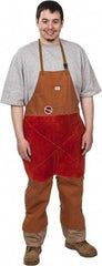 Stanco Safety Products - 24 x 48" Flame Resistant/Retardant & Welding Split Leg Apron - Cotton, 12 oz Material, Brown, 1 Pocket - USA Tool & Supply