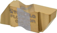 Tool-Flo - 3189FLG Grade GP3, 4.8mm Cutting Width Carbide Grooving Insert - 4.57mm Max Depth of Cut, Right Hand, 0.02 to 0.025" Corner Radius, TiN Finish - USA Tool & Supply
