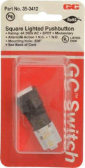 GC/Waldom - 0.638 Inch Mount Hole, Pushbutton Switch Only - Square, Momentary (MO) - USA Tool & Supply