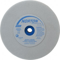 Norton - 60 Grit Aluminum Oxide Bench & Pedestal Grinding Wheel - 6" Diam x 1" Hole x 3/4" Thick, 4140 Max RPM, J Hardness, Medium Grade , Vitrified Bond - USA Tool & Supply