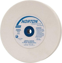Norton - 100 Grit Aluminum Oxide Bench & Pedestal Grinding Wheel - 6" Diam x 1" Hole x 1" Thick, 4140 Max RPM, J Hardness, Fine Grade , Vitrified Bond - USA Tool & Supply