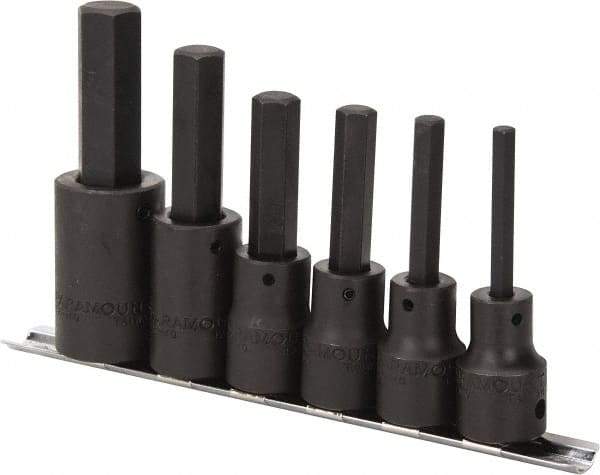 Paramount - 6 Piece 1/2" Drive Metric Impact Hex Bit Socket Set - 6 to 17mm Hex - USA Tool & Supply