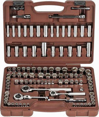 Paramount - 103 Piece 1/4" & 3/8" Drive Deep Well Socket Set - 6, 8, 12 Points, 5/32" to 13/16" (4mm to 19mm) Range, Inch/Metric Measurement Standard - USA Tool & Supply
