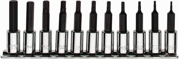 Paramount - 11 Piece 1/4" Drive Inch Hex Bit Socket Set - 1/16 to 5/16" Hex - USA Tool & Supply