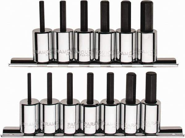 Paramount - 13 Piece 3/8" Drive Inch/Metric Hex Bit Socket Set - 1/8 to 3/8" Hex - USA Tool & Supply
