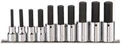 Paramount - 10 Piece 1/2" Drive Metric Hex Bit Socket Set - 6 to 19mm Hex - USA Tool & Supply