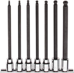 Paramount - 7 Piece 3/8" Drive Inch Ball Hex Bit Socket Set - 1/8 to 3/8" Hex - USA Tool & Supply