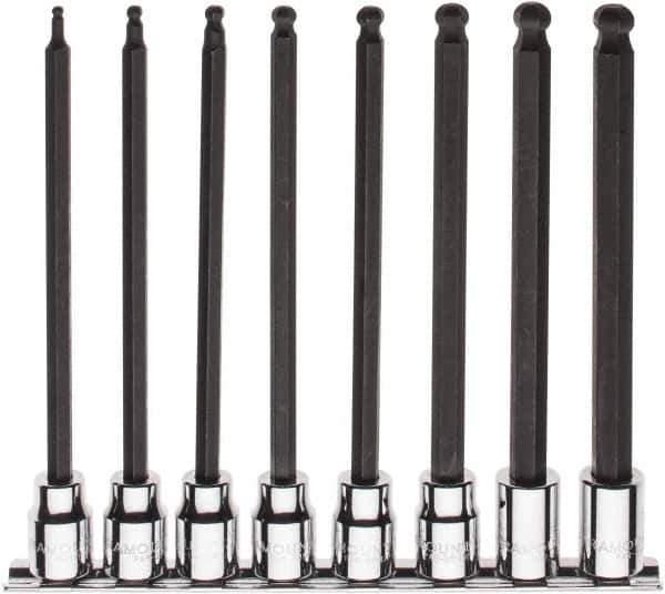 Paramount - 8 Piece 3/8" Drive Metric Ball Hex Bit Socket Set - 3 to 10mm Hex - USA Tool & Supply