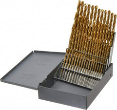 Hertel - 118° Point, TiN Finish, High Speed Steel Jobber Length Drill Bit Set - USA Tool & Supply