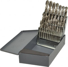 Hertel - 1/16 to 1/2", 118° Point, Bright Finish, High Speed Steel Screw Machine Length Drill Bit Set - USA Tool & Supply