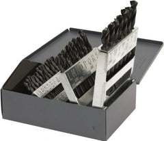 Hertel - 135° Point, Oxide Finish, High Speed Steel Screw Machine Length Drill Bit Set - USA Tool & Supply