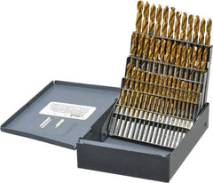 Hertel - 135° Point, TiN Finish, High Speed Steel Screw Machine Length Drill Bit Set - USA Tool & Supply