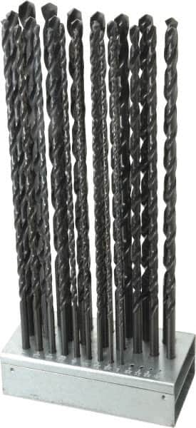 Hertel - 1/8 to 1/2", 118° Point, Oxide Finish, High Speed Steel Aircraft Extension Length Drill Bit Set - USA Tool & Supply
