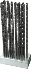 Hertel - 1/8 to 1/2", 118° Point, Oxide Finish, High Speed Steel Aircraft Extension Length Drill Bit Set - USA Tool & Supply