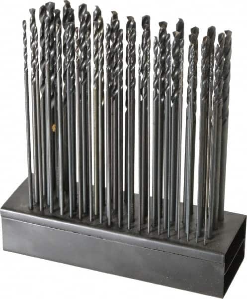 Hertel - 135° Point, Black Oxide Finish, High Speed Steel Aircraft Extension Length Drill Bit Set - USA Tool & Supply
