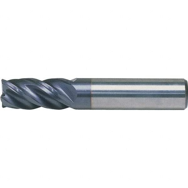 Kennametal - 1", 3" LOC, 1" Shank Diam, 6" OAL, 4 Flute, Solid Carbide Square End Mill - Single End, AlTiN Finish, Spiral Flute, 38° Helix, Centercutting, Right Hand Cut, Right Hand Flute, Series HPHV - USA Tool & Supply