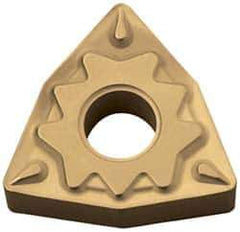 Kyocera - WNMG332 HQ Grade PV90 Cermet Turning Insert - TiN Finish, 80° Trigon, 3/8" Inscr Circle, 3/16" Thick, 1/32" Corner Radius - USA Tool & Supply