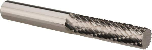 Atrax - 1/4" Cut Diam, 1/4" Shank Diam, Cylinder Head Double Cut Burr - Carbide, Flat End, 1" LOC, 2-1/4" OAL - USA Tool & Supply